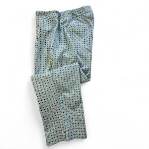 Talbots Womens 16W Cropped Capri Pants Geometric Blue/White Print